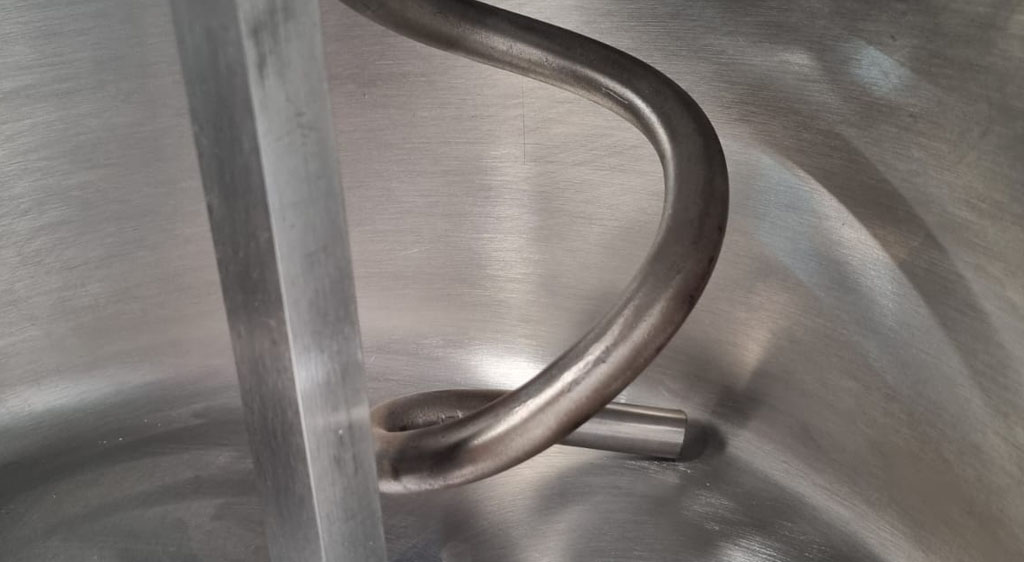 Gancho espiral e tacho em Inox 304 da Amassadeira Larroyd